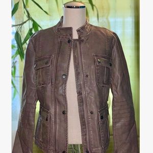Alfani faux vegan leather casual jacket size 2P
